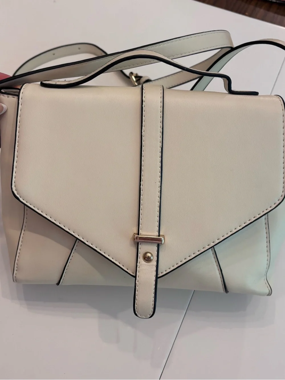 Everyday Neutral Cream Top-Handle Satchel with Adjustable Strap
